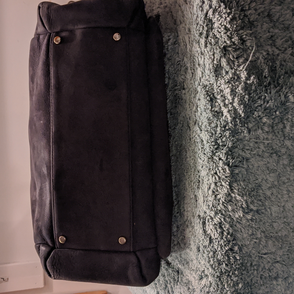Kate Spade Dark Gray Suede lg purse with lg front pocket, Gold chain & Leather - Picture 15 of 16